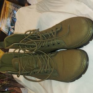 Dr. Martens army green canvas combat boot
